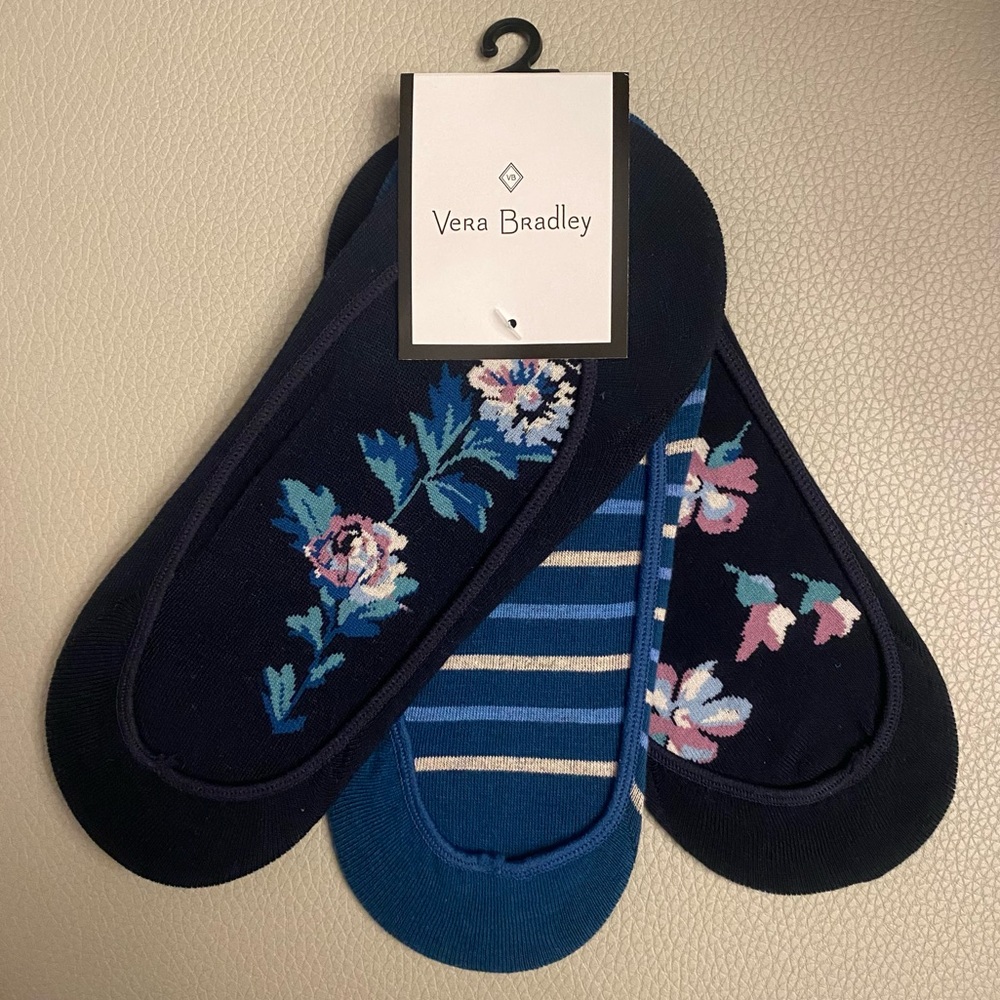 VERA BRADLEY Navy Floral Low-Cut Sock Liners (3 pack)